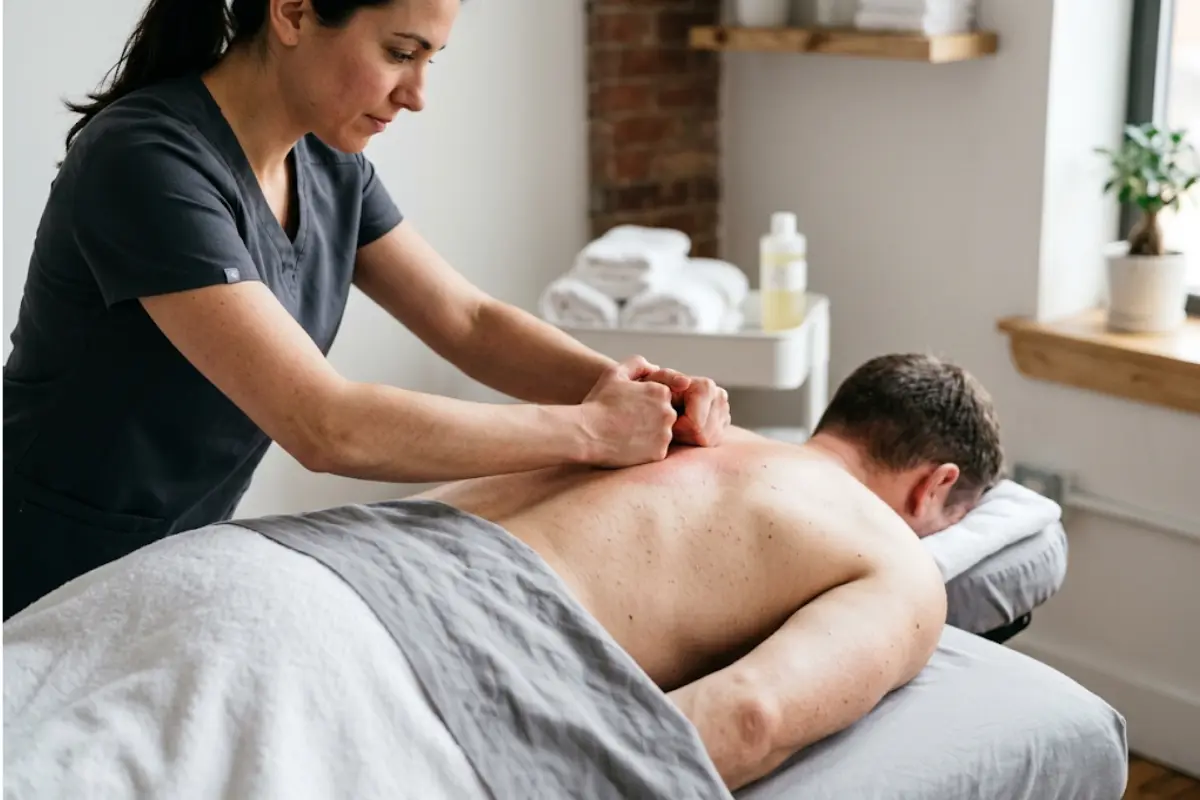 deep tissue massage brooklyn therapist applying focused pressure